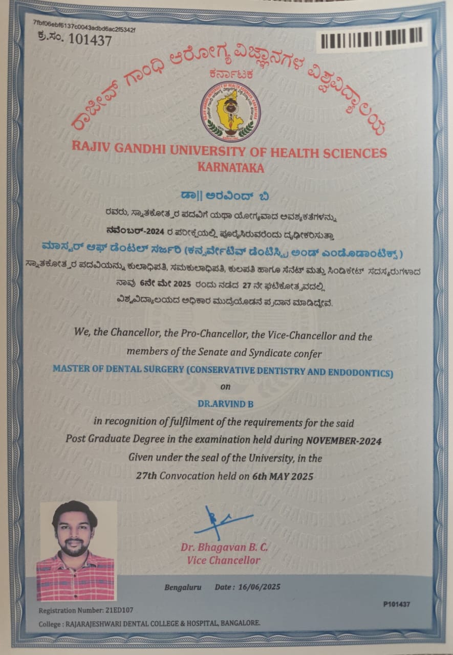 MDS Specialization Certificate - RGUHS 2024